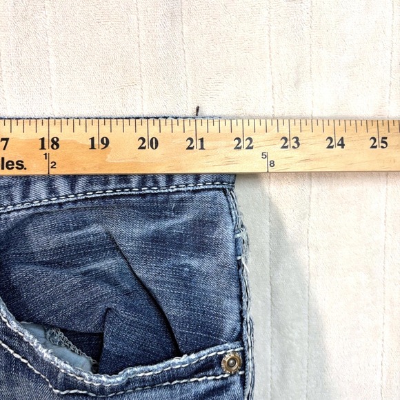 BKE Denim Seth 42R Mens Blue Distressed Thrashed Trashed Straight Leg Jeans - Picture 8 of 10